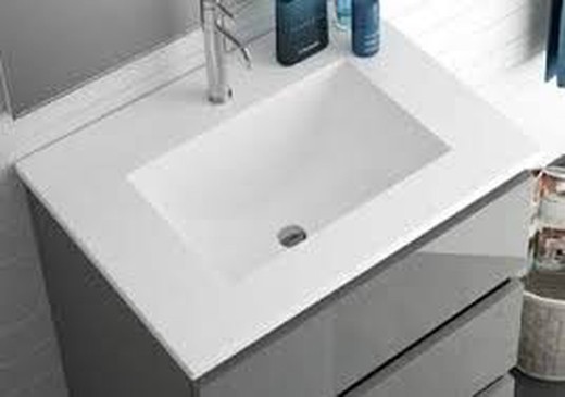 Mueble Y Lavabo Box Cajones Gris Brillo Suspendido Mueble De Ba O