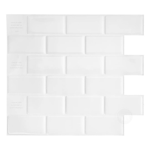 White Subway Adhesive Tile 29.36x21.29 cm Pack of 4 tiles