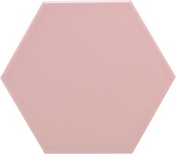 Azulejo Hexagonal 11x13 color Rosa brillo 54 piezas 0,70 m2/Caja Complementto