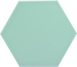 Rajola Hexagonal 11x13 color Verd aiguamarina brillant 54 peces 0,70 m2/Caixa Complement