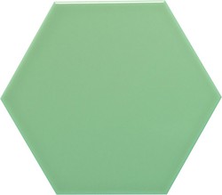 Azulejo Hexagonal 11x13 color Verde claro brillo 54 piezas 0,70 m2/Caja Complementto
