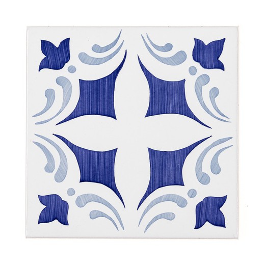 Rajola hidràulica Oropesa blava 14x14 cm Ceramica Lantiga