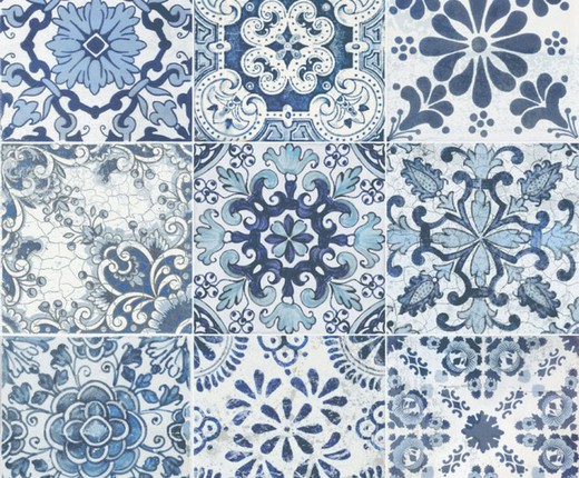 Caixa de porcelana Majólica Azul 60x60 1,4m2 4 peças Apavisa
