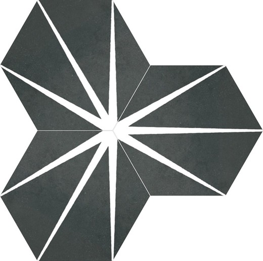 Rektifierad porslinlåda sexkantig 25x29 svart Starline 17 delar 0,93m2 Apavisa