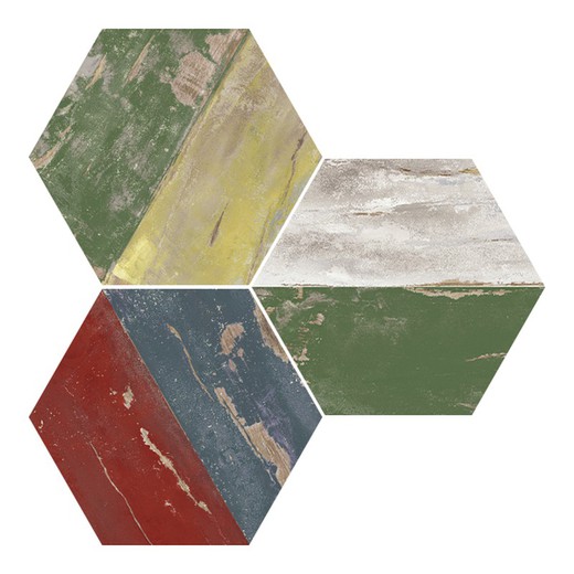 Sechseckige Schachtel aus rektifiziertem Porzellan 25x29 Multicolor Karakter 17 Stück 0,93m2 Apavisa