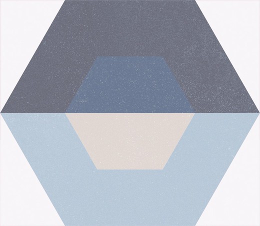 Caixa porcellànic Rectificat Hexagonal 25x29 Blue Cube 17 Peces 0,93m2 Apavisa