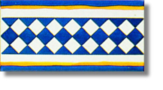 Bordure 10x20 cm Arlequin bleu-jaune Ceramica Lantiga