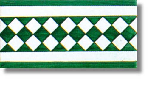 Cenefa 10x20 cm Arlequin verde Ceramica Lantiga