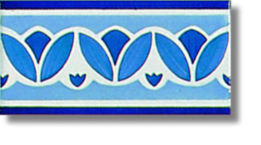 Cenefa 10x20 cm Tulipanes azul Ceramica Lantiga