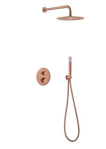 Imex Monza brushed rose gold built-in thermostatic shower set