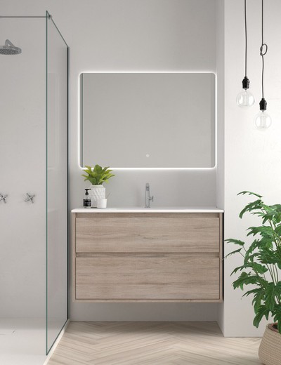 Conjunto mueble baño Carmen costados vistos con lavabo cerámico madera n5 Avila Dos