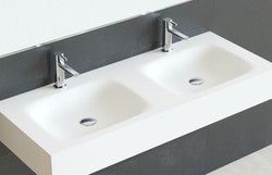 Taulell Solid amb doble lavabo Asthon centrat, faldo i suports