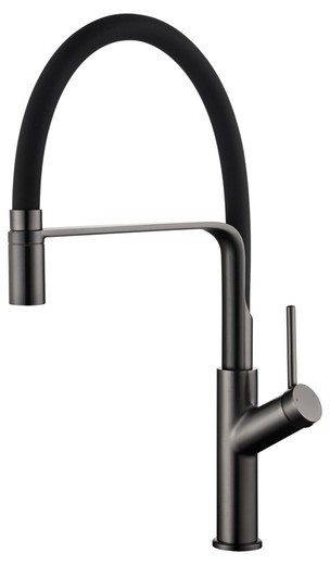 Rubinetto lavabo Sena nero + Black Gun Metal con bocca girevole flessibile Ref. GCE022/OC Imex