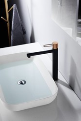 Grifo lavabo alto Olimpo negro oro rosa BDC033-3NOR Imex — Azulejossola