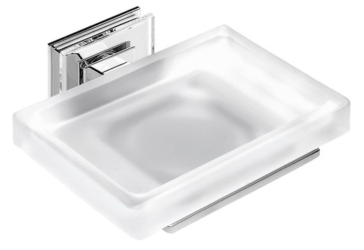 Wall-mounted Rubi chrome-white-black soap dish RU-09