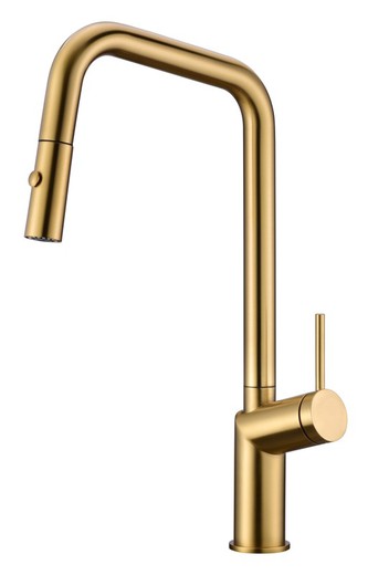 Bonn sink mixer brushed gold pull-out spout Ref GCE024/OC Imex