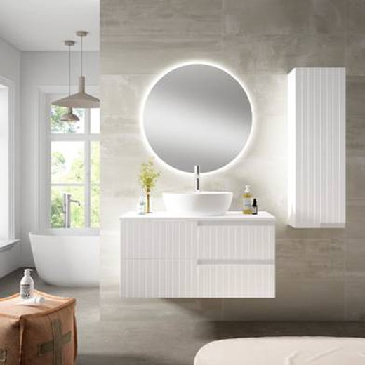 Cecilia furniture 2 drawers with lid and countertop washbasin in matte white Eduardo Paredes