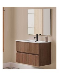 Mueble Etna 2 cajones con encimera cerámica Nogal Sanchis