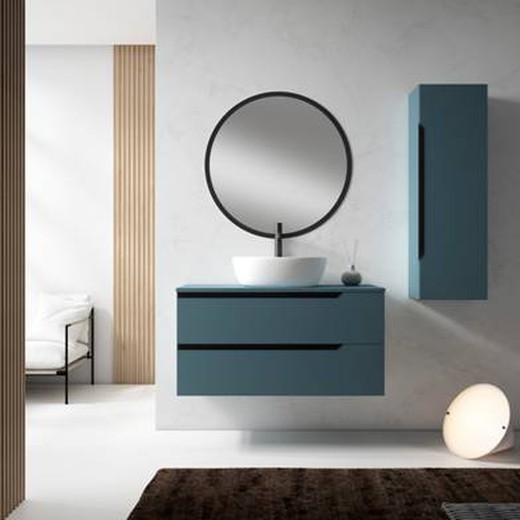Kira furniture 2 drawers with lid and countertop sink in matte blue Eduardo Paredes