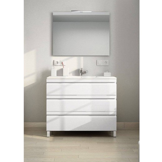 Furniture and sink 3 drawers with legs Natalia white gloss Avila dos
