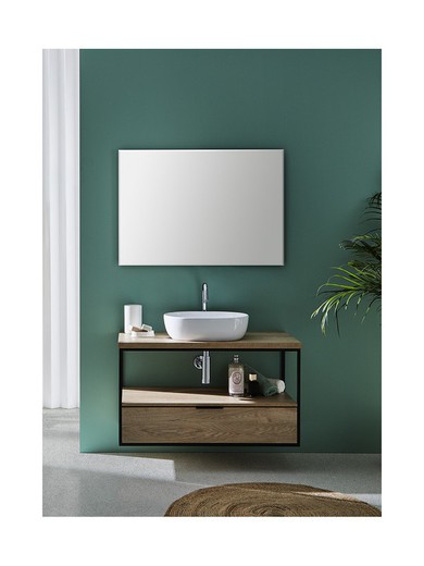 Conjunto mueble de baño suspendido y lavabo sobre encimera Estructura  Nórdico Mueble de baño — Azulejossola