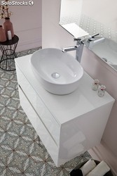 Conjunto baño lavabo sobre encimera Glass line blanco Muebles baño Sanchis