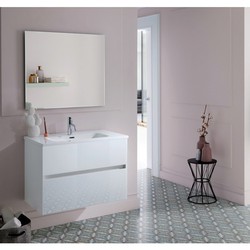 Mueble y lavabo Noa 50 blanco 2 cajones suspendido visobath — Azulejossola