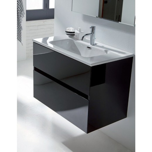 Sanchis black suspended glass line cabinet and sink