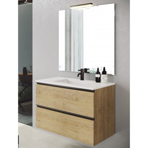 Mueble de baño suspendido de 60 cm con lavabo integrado acabado black  Modelo Granada