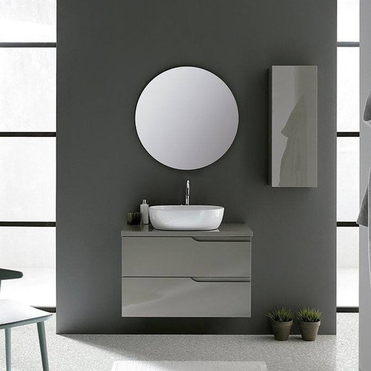 Mueble y lavabo Box 2 cajones 1 pta blanco brillo suspendido Visobath —  Azulejossola