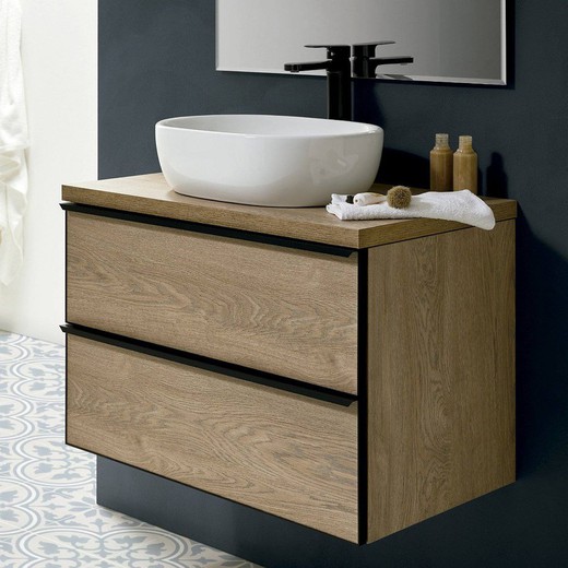 Mueble con lavabo sobre encimera de porcelana Metal Line Nórdico Sanchis —  Azulejossola
