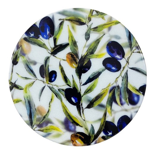 Sottobicchieri per olive Misure: 0,7 cm x 11 cm x 11 cm Materiale: ceramica Peso netto: 100 gr.