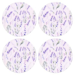 Set 4 posavasos redondo lavanda Medidas: 0,7 cm x 10 cm x 10 cm  Material: Madera Peso neto: 150 grs.