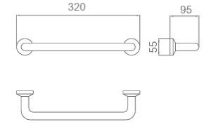 Asa De Ducha Black Gun Metal 32 cm x 9,5 cm 5,5 cm Medimex