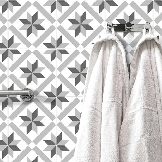 Αυτοκόλλητο πλακάκι Fiori Grigio Vintage 19,46 cm x 19,46 cm The Smarttiles