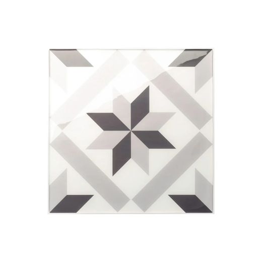 Carrelage adhésif Vintage Fiori Grigio 19,46 cm x 19,46 cm Les Smarttiles