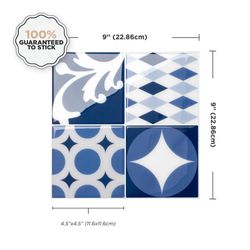 Piastrella adesiva Vintage Azur 22,86 cm x 22,86 cm The Smarttiles