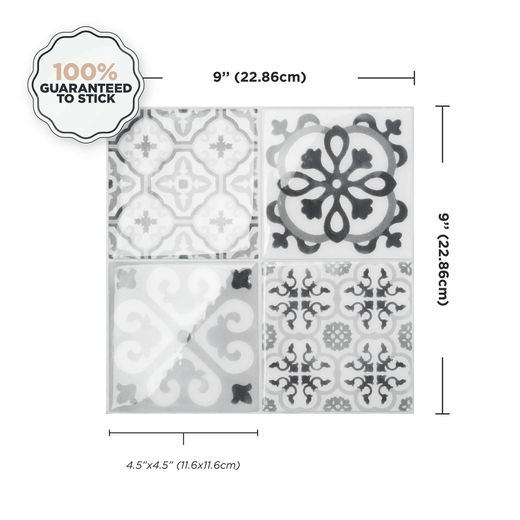 Vintage αυτοκόλλητο πλακάκι Bartoli 9" x 9" The Smarttiles