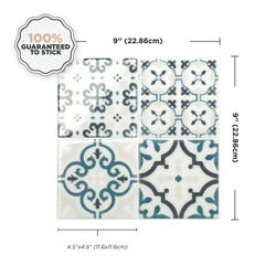 Piastrella adesiva Vintage Navy 22,86 cm x 22,86 cm The Smarttiles