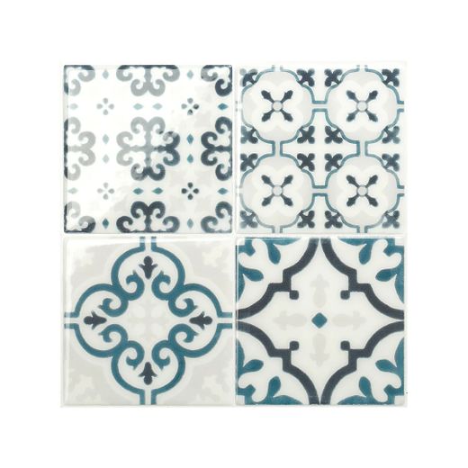 Carrelage adhésif bleu marine vintage 22,86 cm x 22,86 cm Les Smarttiles