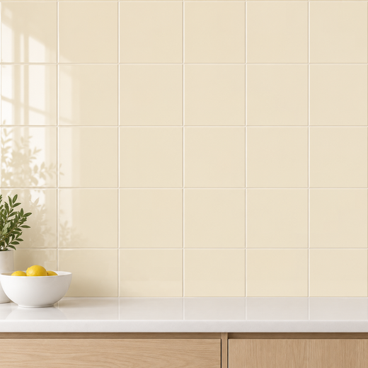 Glanzende crème tegel 20X20 1,00M2 / doos 25 stuks / doos
