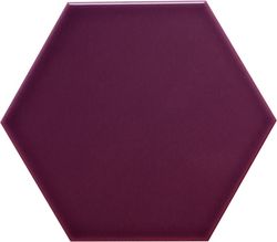 Azulejo Hexagonal 11x13 color Berenjena brillo 54 piezas 0,70 m2/Caja Complementto