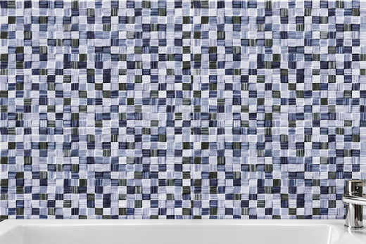 Niebieska mozaika 20x30 cm z połyskiem i czerwonym korpusem Ribesalbes
