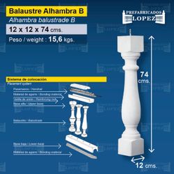 Balustrada Alhambra A Beton 12x12x74 cm