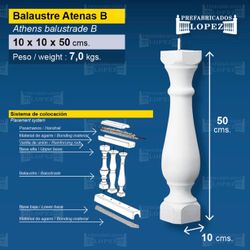 Baluster Athens B Concrete 10x10x50 cm