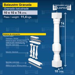 Granada Concrete Baluster 10x10x74 cm