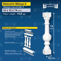 Κάγκελο σκυροδέματος Málaga 10x10x74 cm