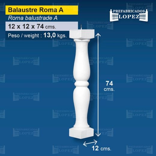 Roma betongbaluster 10x10x74 cm