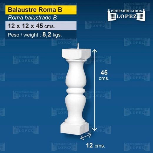 Κάγκελο Roma B από σκυρόδεμα 12x12x45 εκ.