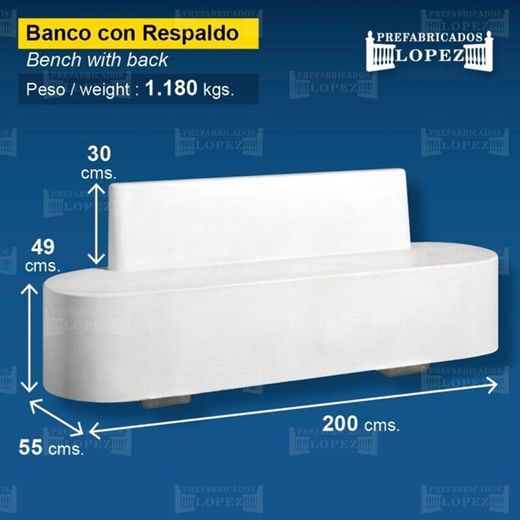 Concrete bench with backrest